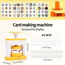 Badge Maker 1 Set DIY Round Button Maker With 48 Patterns And 48 Button Parts Cute Press Pin Maker Machine Gift (Some Color Patterns Are Random)