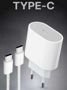 欧盟插头充电器，快速充电器 PD 20W 多功能保护壁式充电器 60W 3.3 英尺/6.6 英尺尼龙 USB C Type-C 充电线兼容 Apple 16Promax/16pro/16/15plus//15pro/15 和 TYPE-C 设备适用于旅行、办公室、宿舍和家庭适配器 Nan 快速充电 - 查看 2