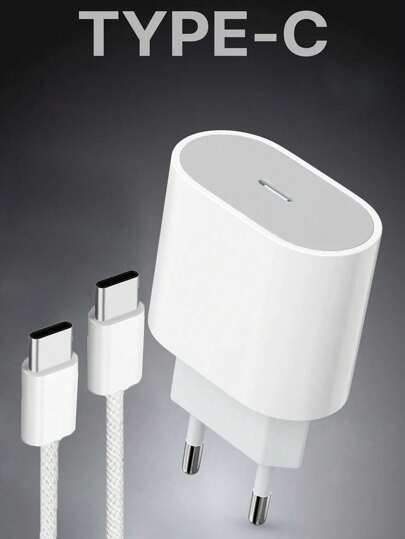 Chargeur avec prise EU, chargeur rapide PD 20W, chargeur mural multifonctionnel avec protection 60W, câble de charge USB C Type-C en nylon de 1m/2m, compatible avec Apple 16Promax/16pro/16/15plus//15pro/15 et autres appareils Type-C, adapté pour les voyages, le bureau, la chambre et la maison