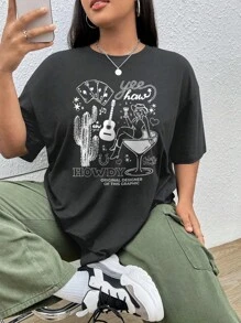 Oversized Style For Women, Western T-Shirt, Country Music Shirt Tee, Cowgirl Yee Haw, Howdy Shirt, Cool Girl Shirt, Oversize Type Shirt For Women, Perfect For Holiday Parties Or Gift Giving, Soft And Comfortable