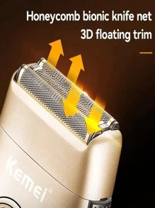 科美 KM-3209 高级男士充电式电动剃须刀带充电底座 - 双网强劲设计，适合干湿胡须剃须