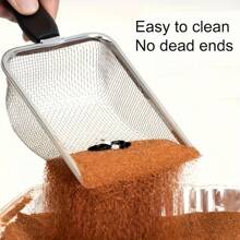 1 Pc Stainless Steel Cat Litter Scoop With Fine Mesh, Rust-Proof Pet Waste Scooper, Suitable For Litter Box, Easy To Use And Clean, With Convenient Handle, Fit For Wooden House And Small Pets