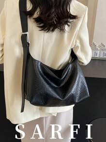 Minimalist Solid Color Fashionable Women's Crossbody Bag, New Solid Color Shoulder Bag, High-End Soft Surface Adjustable Shoulder Strap Commuting Bag, Foldable Leisure Large Capacity Storage Shopping Bag, Multi-Functional Lightweight Storage Bag For Travel, Suitable For Gifting Friends For Shopping, Dating, Business Trips, And Business Purposes