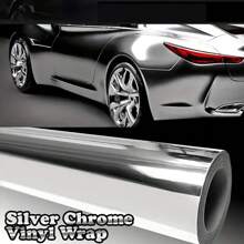 1pc Silver Chrome Mirror PVC Vinyl Wrapping Film, Stretchable Sticker Protective Film For Car, Home, Vehicles - one-size - View 3