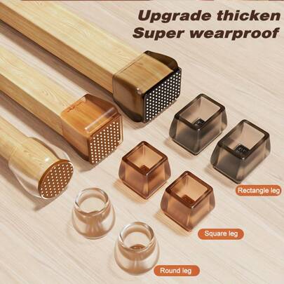 4pcs Anti-Slip Leg Caps, Wear Resistant Table & Chair Leg Covers, Floor Chair Protectors Compatible With 0.79-1.18 Inch To 1.57-1.97 Inch Dia., Made Of Plastic Material, Silent