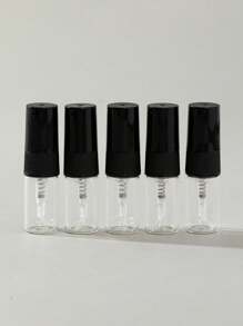 5/56 Stücke nachfüllbare transparente Glasparfümflaschen, mit feinem Zerstäuber in Schwarz, 0.07oz/0.1oz/0.17oz/0.34oz, Kunststoff Zerstäuber, Mini Reise-Utensilien, feuchtigkeitsspendend