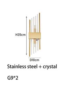 1/2pcs Modern Gold/Black Crystal Indoor Wall Lamp, Stainless Steel Body, G9 Light Source, Suitable For Living Room, Bedroom, Bedside, Home Decoration, LED Outdoor Wall Lamps