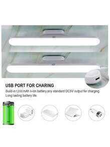 Adjustable Vanity Mirror Light, 3-In-1 Function, Dimmable, Touch Control, Color Changing, Rechargeable Battery, Magnetic Installation, Suitable For Reading, Wardrobe, Cabinet, Kitchen And More, Wireless LED Portable Light Strip For Makeup Mirror - White - View 9