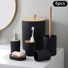 4/6件套浴室收纳套装，包含垃圾桶、牙刷架、皂液器、皂碟和浴室置物架，是理想的礼物之选。这款浴室套装完美契合乡村风格的浴室装饰，将奢华的塑料浴室装饰品与马桶刷套装巧妙结合，也是北欧风格浴室的理想配件。 - 彩色 - 查看 14