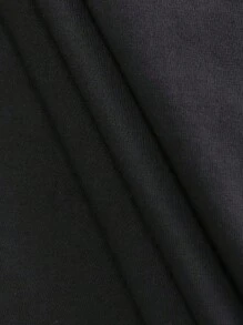 Camiseta gráfica de manga corta para hombres "Con este gran cuerpo, ¿quién necesita cabello?" - Camiseta de poliéster de punto casual con leve estiramiento, patrón geométrico, ajuste regular para verano - Negro - Ver 7