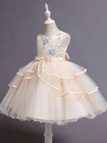 女童无袖修身公主裙，生日派对晚礼服，钢琴演奏会服装（请根据胸围选择尺码）