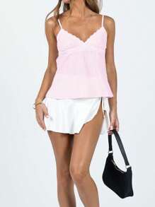 Women's Y2k Fairy Lace Patchwork Cami Tank Tops Spaghetti Strap V-Neck Camisole Crop Top Sexy Sleeveless Backless Vest Tank Tops Summer Going Out Tops Clubwear Streetwear - Hồng - Xem 5