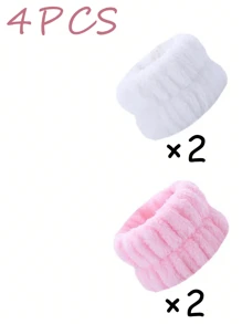 Bộ 8PCS/6PCS/4PCS/2PCS/1PC - Vòng đeo tay phòng tắm, vòng đeo tay co giãn đơn sắc đơn giản, vòng đeo tay rửa mặt thấm hút, vòng đeo tay thấm ẩm cho nữ, chống mồ hôi khi trang điểm và thể thao, dùng để rửa mặt, rửa tay - Nhiều màu - Xem 11