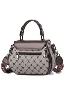 [Faux Leather Handbag Set] 3pcs Set Earthy Yellow Faux Leather Handbag For Women - Polyester Lined, Turn-Lock Closure, Shoulder Bag With Matching Apple Bag And Clutch - Coffee - View 3