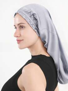 1 件装女士简约透气 100% 桑蚕丝夜间睡眠帽，长管发帽