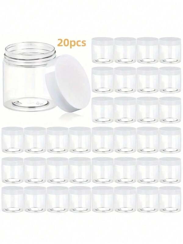 20 Peças Frascos De Plástico Translúcido Multifuncionais, Recipientes Duráveis ​​de 4 Oz Com Tampa Para Organização Eficiente Da Cozinha