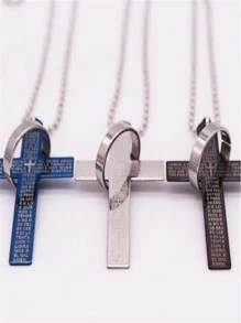 1pc Cross Pendant Necklace, Versatile Hip-Hop Necklace For Men,