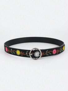 1PC Girl's Spring Embroidered High-End Belt, Retro Embroidered Flower Belt,Thanksgiving Belt - Multicolor - View 6