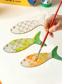 DIY Wooden 20pcs Fish Crafts With Rope - Easy-Hang, Graffiti-Ready For Marine Theme Parties & Home Decor - Multicolor - View 5