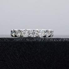 4.0毫米莫三比克石榴石純銀戒指,婚禮訂婚新娘珠寶 - 白色 - 查看 6
