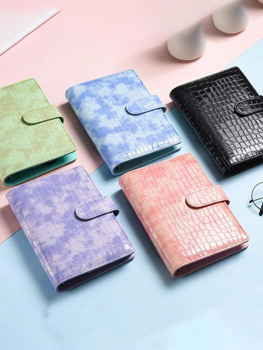 1 Pc A6 PU Leather Notebook Binder Refillable Binder Cover Loose Leaf Personal Planner With Magnetic Buckle Closure Crocodile Macaron Money Budget Planner Binder Zipper Envelopes Cash Envelopes For Budgeting Money Card Holder Notebook Wallet Organizer For Budget Binder, DIY Binder Notebook Cover Diary Agenda Money Budget Planner Paper Cover School Stationery - Multicolor - View 1