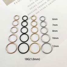 1pair 16G Surgical Stainless Steel Hinged Nose Ring Hoop Clicker Septum Cartilage Helix Daith Tragus Hoop Earrings Black 6mm 8mm 10mm 12mm Hypoallergenic Body Piercing Hoop For Women Men