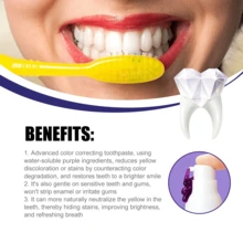 30ml V34 Purple Toothpaste, Cleans Oral Odor, Stains, Whitens Teeth, Dental Care, Teeth Whitening, Removes Tea/Smoking Stains, Freshens Breath