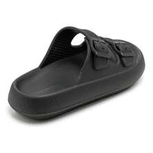Slide Sandals With Double Buckle Straps And Chunky Sole For Casual Wear - Black - View 4