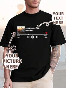 Customized Music Festival Photo Unisex T-Shirt, Customize Your Text And Photos, Customize Your Name, Customize Your Selfie/Baby/Friend/Idol/Couple/Family/Party/School/Sport/Pet Love Photos Print, Logo/Business/Company Uniform, Birthday Gift, Holiday Gift, Party Gift, Wedding Gift, Friend Gift, Anniversary Gift, Valentine's Day Gift - Black - View 1