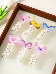 1pc/2pcs/3pcs Cute Fairy Hair Accessories, Pearl Net & Butterfly Rose Flower Spiral Hair Scrunchies, Suitable For Little Girls Braiding & Ponytail