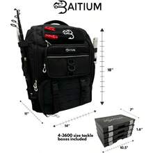 Fishing Backpack Fishing Tackle Backpack With Rod Holders 40L Tackle Bag With Cooler Fishing Bag Fishing Tackle Backpack Fishing Tackle Box Backpack Fishing Gear Jet Black - JetBlack1 - View 6