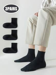 3pcs/4pcs/6pcs/12pcs Men's Loose Top Socks, Middle-Aged & Elderly Wide Mouth Non-Binding Ankle Socks, Plus Size, Solid Black/White/Gray, Casual Cotton Socks For Daily Wear, Fall