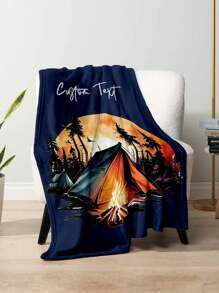 1pc Custom Flannel Photo Blanket For Bed,Multipurpose Living Room Sofa Outdoor Beach Camping Pet,Personalized Family/Pet/Couple Name Printed Bedding Blanket, Personalized Christmas Gifts, Mother's Day/Father's Day Gift, Family Gift, Birthday Gifts, Gift For Friend, Gift For Her, Gift For Mom/Dad - Style 1 - View 3