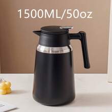 1100ML/37oz 不锈钢真空咖啡壶，家用大容量带按钮保温瓶，返校