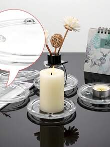 Platos de vidrio transparente para velas, bandeja redonda decorativa sostenedora de velas, platos para velas, posavasos de vidrio, centro de mesa para decoración del hogar, regalos para cumpleaños, graduación y bodas - Multicolor - Ver 8