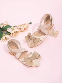 女童春季时尚尖头平底鞋，青少年学生平底户外休闲鞋，蕾丝白色尖头时尚鞋，舒适休闲鞋，适合婚礼 - 杏色 - 查看 5