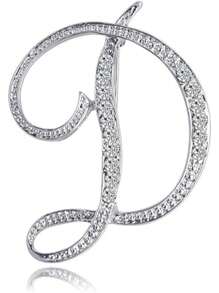 1 pièce paquet Broche géométrique simple de 26 lettres anglaises avec strass, broche élégante et de mode pour femmes. Épingle pour pull, manteau, robe, accessoires, sac, charme, école