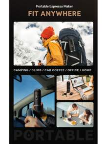 Black /Green Portable Heating Coffee Machine Wireless Electric Coffee Maker Fit Capsule Powder & French Press Pot For Car