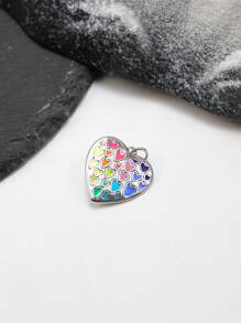 1pc Simple Unique 925 Sterling Silver Full Of Love Enamel Heart Charm DIY Pendant Women Fine Jewelry Gift - Silver - View 1