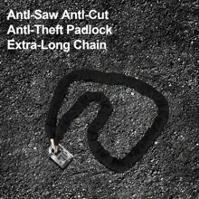 Heavy Duty Motorcycle Lock With Padlock Anti-Theft 10mm X 1.9m High Security Chain Lock Suitable For Motorcycles Bicycles Scooters Gates And Fences Scratch Resistant Nylon Sleeve Included - BLACK-1 - View 6