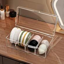 1 pièce Boîte de rangement de maquillage transparente, support en plastique pour pinceaux de maquillage, boîte de rangement de bureau anti-poussière, convient pour les rouges à lèvres, les ombres à paupières, les pinceaux, les houppettes - Léger, sans électricité nécessaire. Décoration de salle de bain, organisateur de salle de bain, organisateur de maquillage d'été, retour à l'école