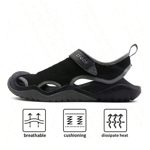 Crocs Sandalias deportivas para hombre, de malla fresca, ligeras, transpirables y cómodas, zapatos casuales 205289-001