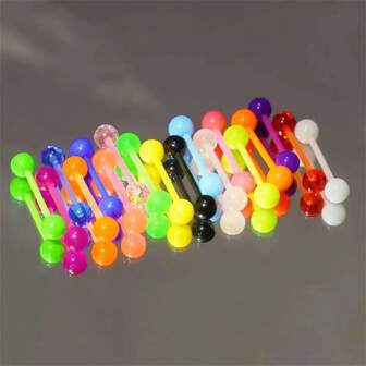 Assorted Color Acrylic Tongue Piercing, Unisex Solid Color Piercing Jewelry