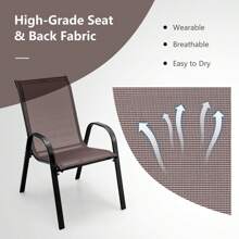 CLIPEYH Patio Chairs Set Of 2, Outdoor Stackable Dining Chairs For All Weather, Comfortable Breathable Garden Outdoor Furniture For Backyard Deck
