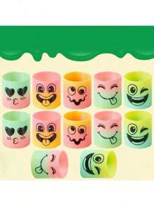 6/12/24/36/48 件春季彩虹派对礼品，迷你塑料弹簧玩具，坐立不安压力弹簧迷你弹簧散装玩具，适合嘉年华奖品生日，礼品袋 - 表情 - 查看 2