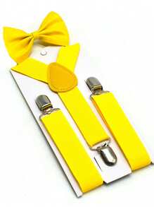 2 piezas/Set Tirantes y corbata de moño de color liso para niños y niñas - Multicolor - Ver 23