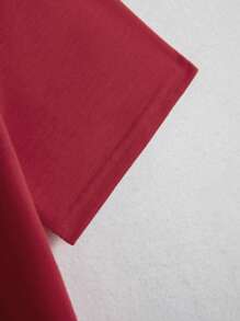 Customize A "I Love" Themed Women's T-Shirt, Add Your Text And Picture (Badge Graphic/Couple Photo/Family Photo/Selfie/Pet), Design Your Own Personalized Printed T-Shirt As A Gift For Girlfriends, Couple Dating Shirts, Etc, Can Be Used For Anniversaries, Valentine's Day,Mother's Day, Birthdays, Holidays, Etc. Comfortable And Casual,Customized Couple Shirt,Women's Tops,Customized Graphic Tops,Women's Short Sleeve T Shirt,Tops - Burgundy - View 4