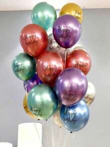 Happy Birthday Metallic Balloon Set, Multiple Colors Available, Suitable For Holiday Party Decorations