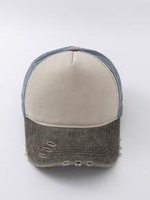 1pc Colorblock Vintage Distressed Unique Women Baseball Cap, Outdoor Sun Protection Outfit Accessory