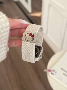 Sanrio Apple Watch Band Women 1pc Sanrio Simple & Fashionable Woven Magnetic Clasp Hello Kitty Apple Watch Band, Adjustable Magnetic Closure Apple Watch Strap Compatible With Apple Watch 38/40/41/S10 42/44/45/49/S10 46mm, Compatible With Apple Watch Ultra/SE/8/7/6/5/4/3/2/1